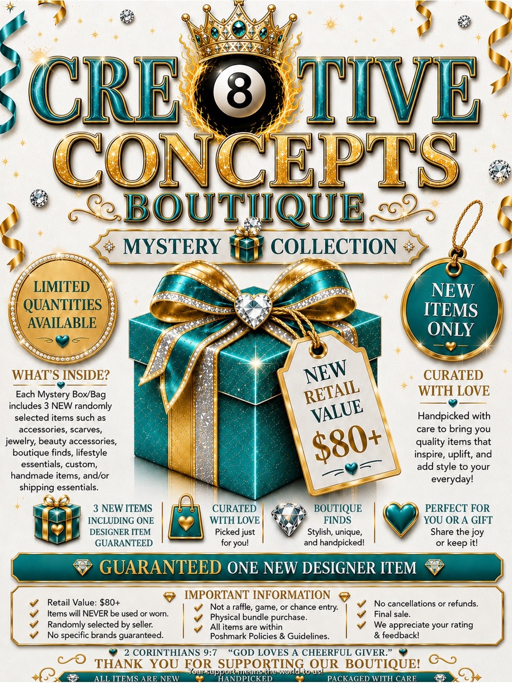CRE8TIVE CONCEPTS BOUTIQUE® MYSTERY COLLECTION 🎱, 3 Items GUARANTEED, 1 Designer